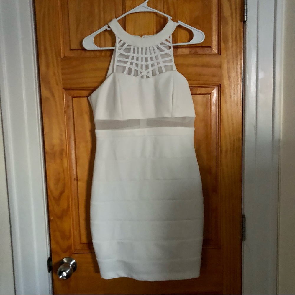 Emerald Sundae white bodycon bandage cutout dress